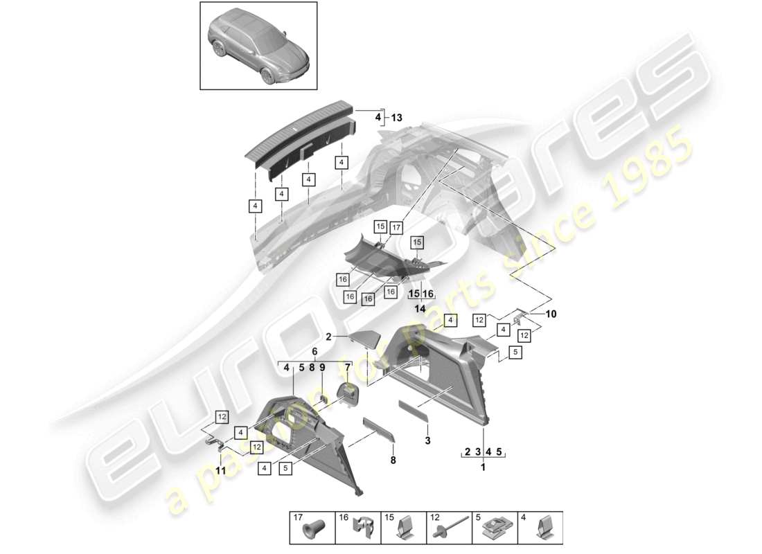 VIEW PARTS DIAGRAMS FROM THE PORSCHE CAYENNE PARTS CATALOGUE a part diagram from the porsche cayenne parts catalogue