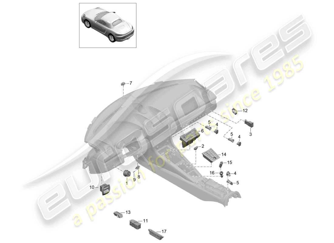 VIEW PARTS DIAGRAMS FROM THE PORSCHE BOXSTER PARTS CATALOGUE a part diagram from the porsche boxster parts catalogue