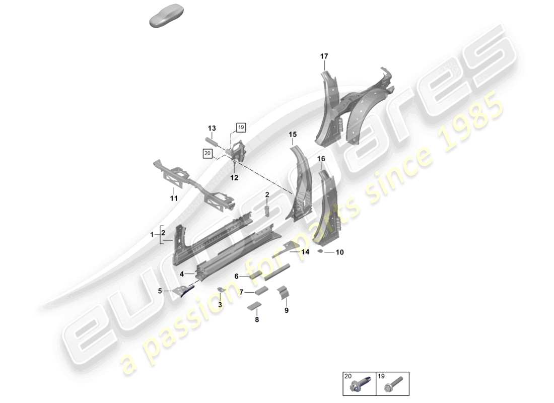 a part diagram from the porsche 992 parts catalogue