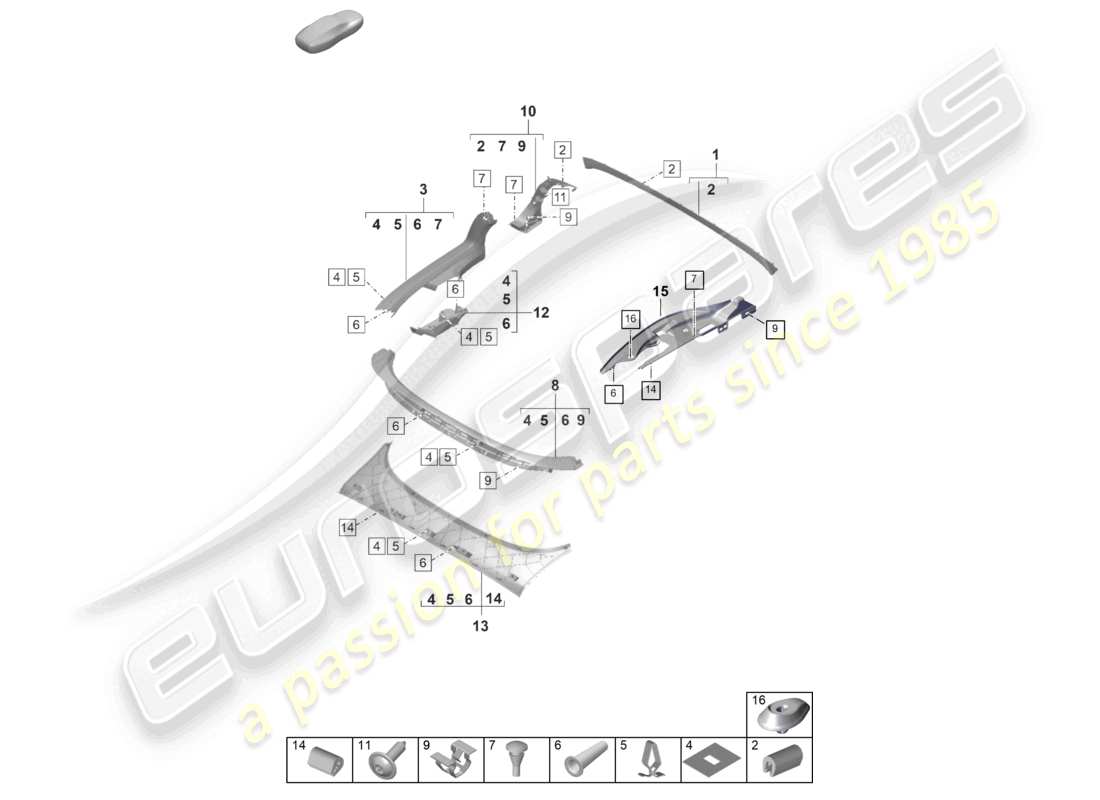 VIEW PARTS DIAGRAMS FROM THE PORSCHE 992 PARTS CATALOGUE a part diagram from the porsche 992 parts catalogue