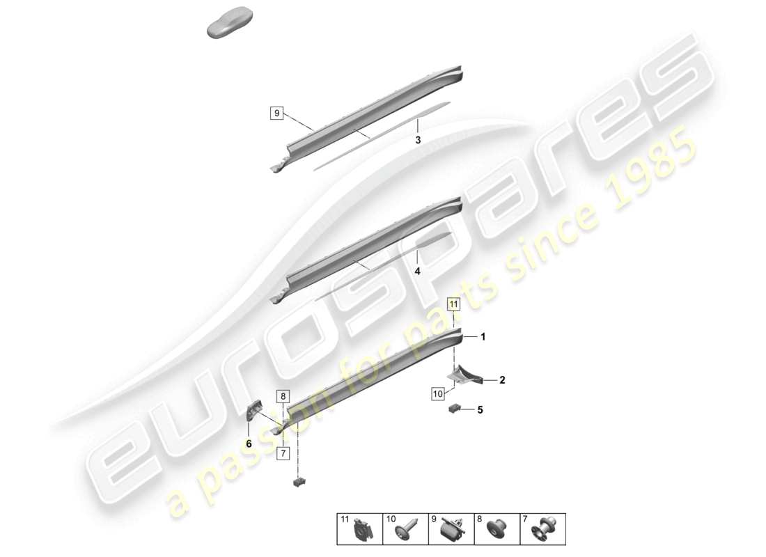 VIEW PARTS DIAGRAMS FROM THE PORSCHE TAYCAN PARTS CATALOGUE a part diagram from the porsche taycan parts catalogue