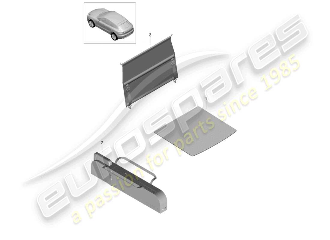 porsche 2021 (macan) luggage compartment mat net partition ski bag part diagram