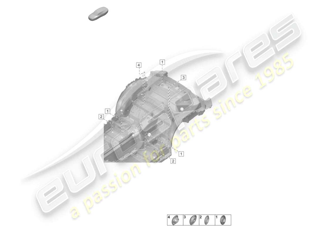 porsche 2022 (992-1 turbo / s) plugs for body rear, inner car body rear end part diagram