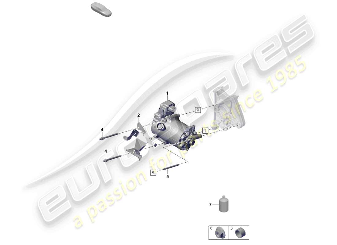 porsche 2025 (cayenne e3 pa) electric a/c compressor parts diagram