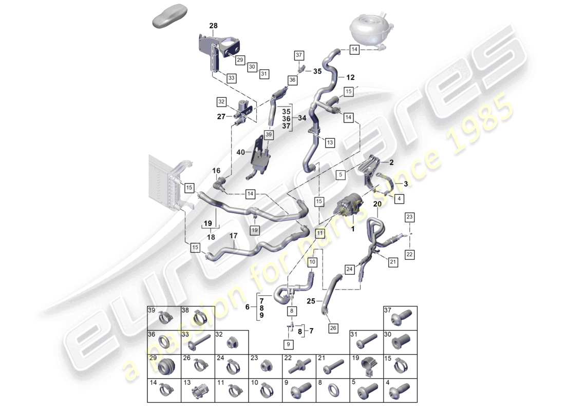 porsche 2026 (cayenne e3 pa) coolant cooling system parts diagram