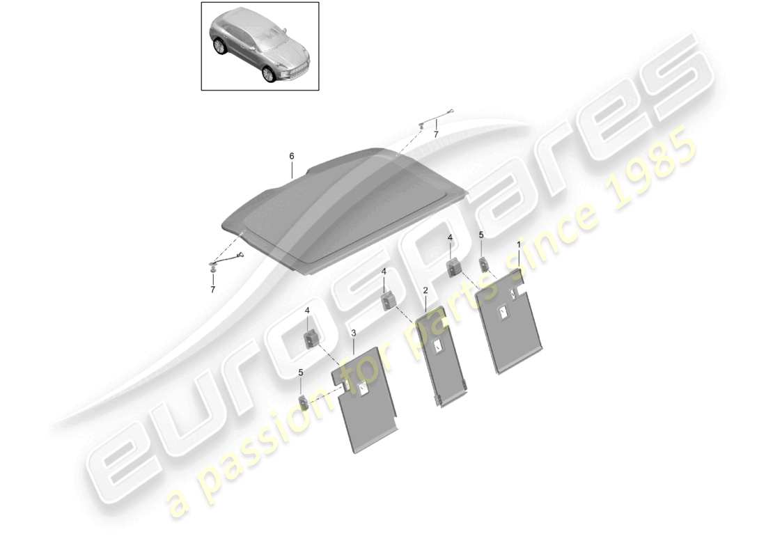 porsche 2021 (macan) covering rear panel cover cap cover for luggage boot part diagram
