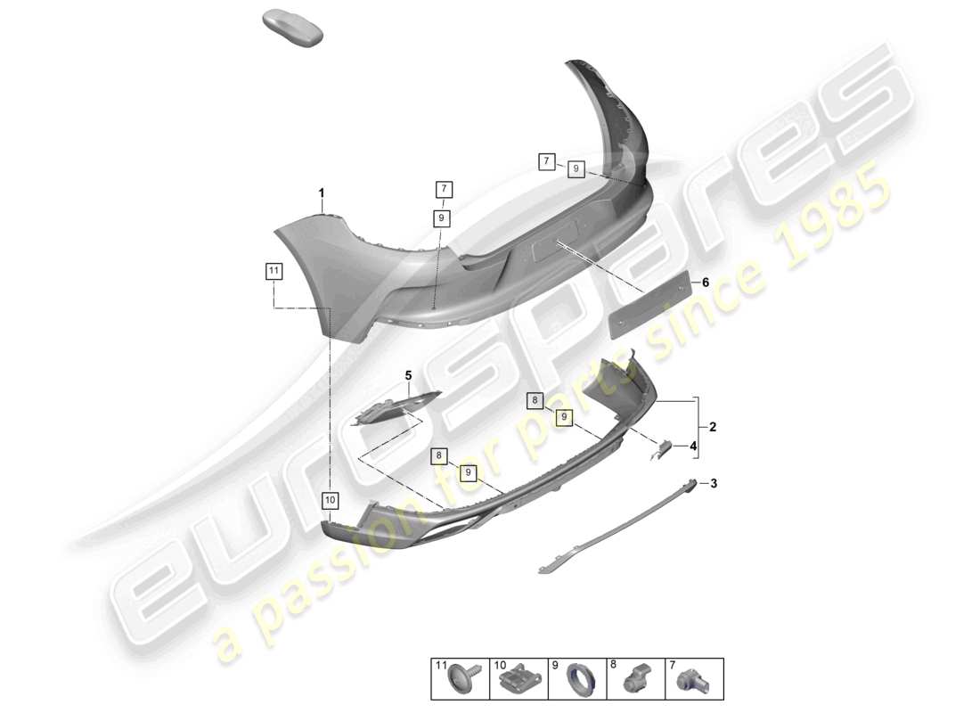 porsche 2026 (panamera 976) bumper rear part diagram