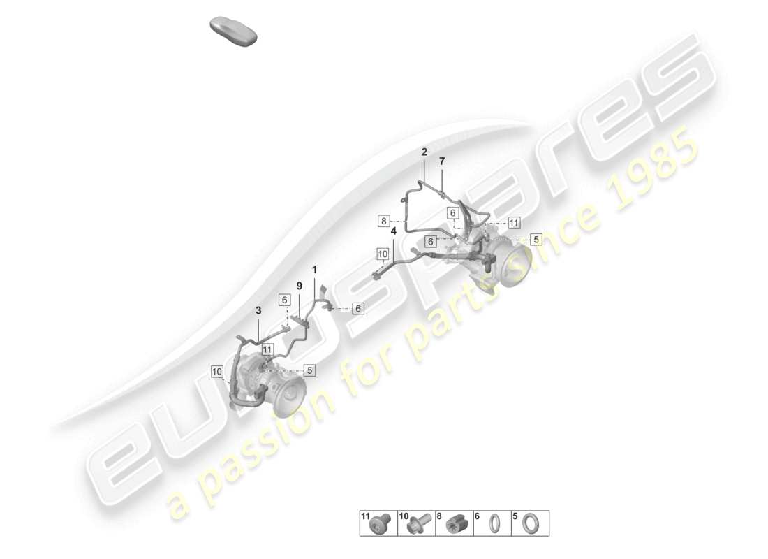 porsche 2026 (992-2) exhaust gas turbocharger oil pipe part diagram