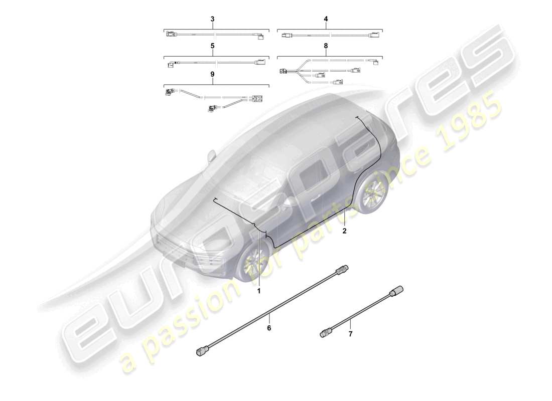 porsche 2026 (cayenne e3 pa) aerial connection line parts diagram