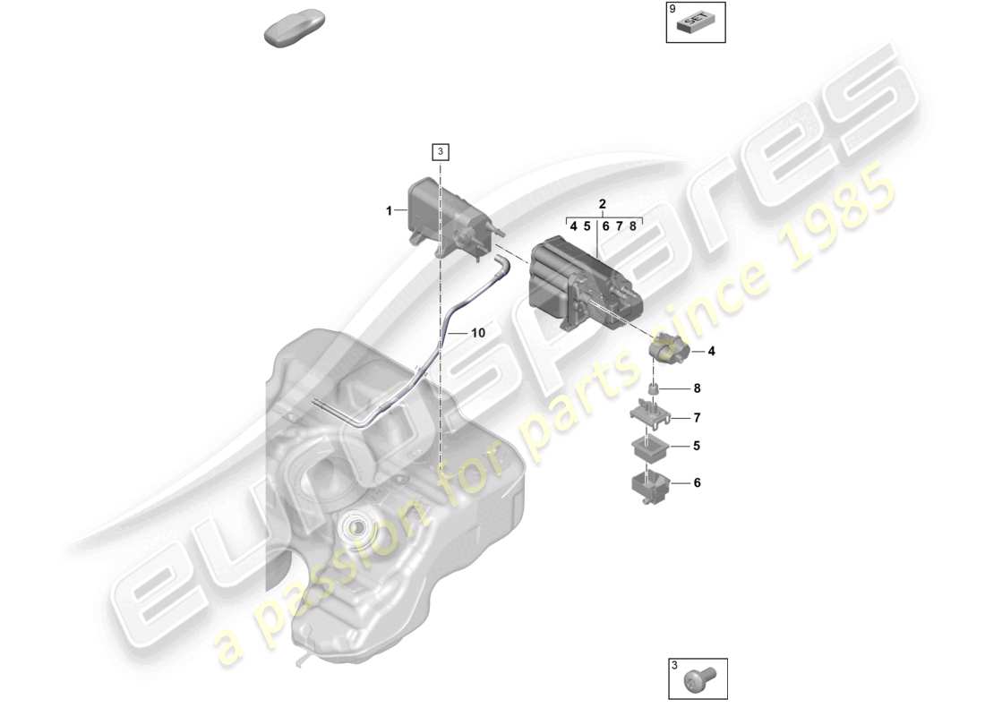 porsche 2024 (992-2) activated charcoal container part diagram