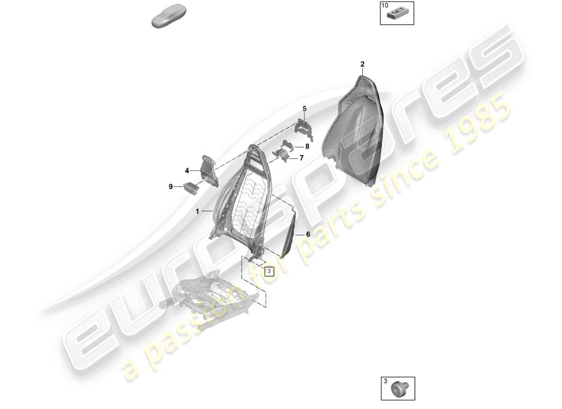 porsche 2025 (panamera 976) backrest frame backrest cover comfort seat sports seat part diagram