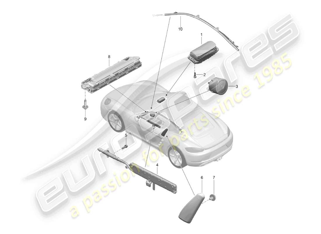 porsche 2021 (718 cayman) airbag part diagram