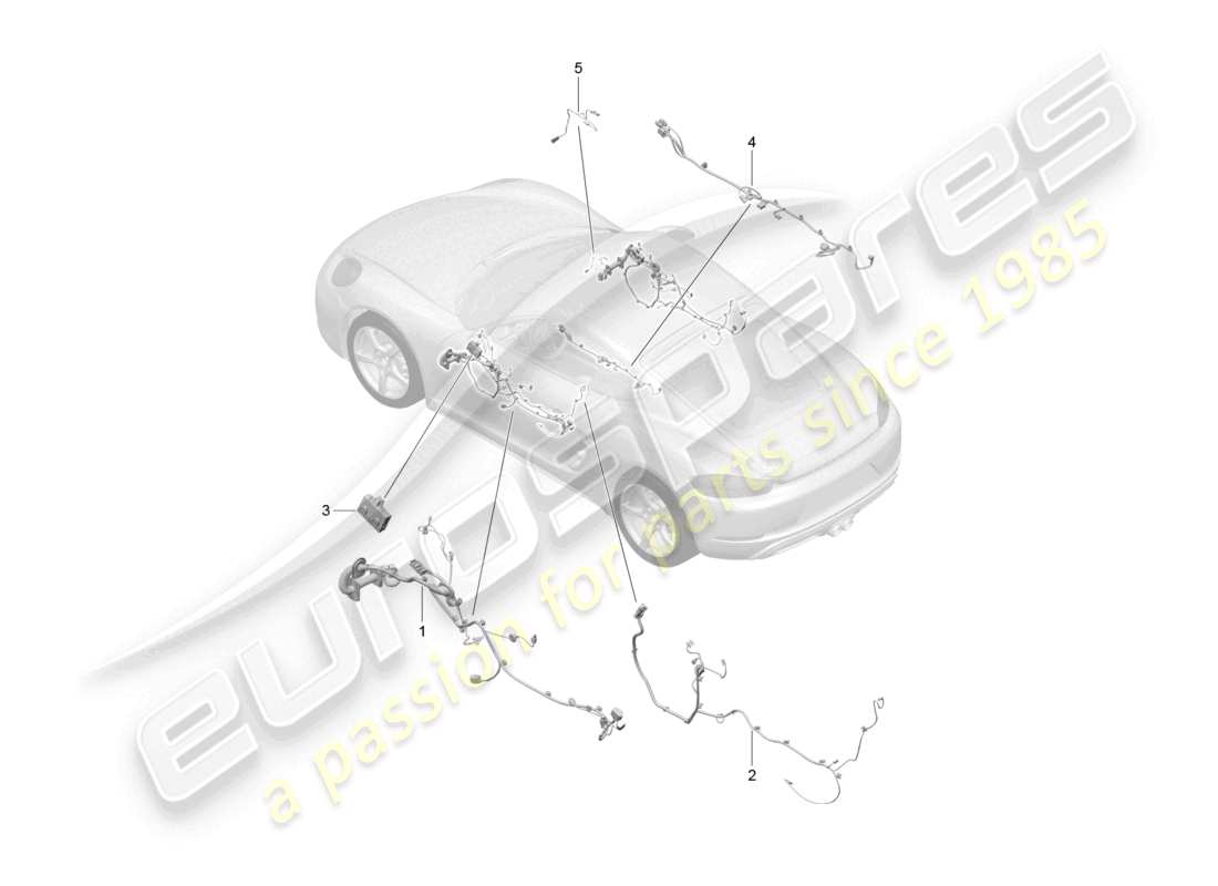 porsche 2021 (718 cayman) wiring looms doors centre console control unit doors convertible top control part diagram