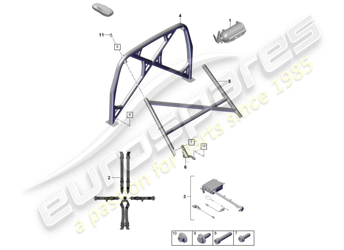 porsche 2021 (992-1 gt3/rs/st) accessories club sport club sport part diagram