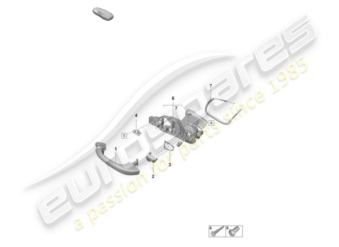 porsche 2023 (992-1 gt3/rs/st) door handles part diagram