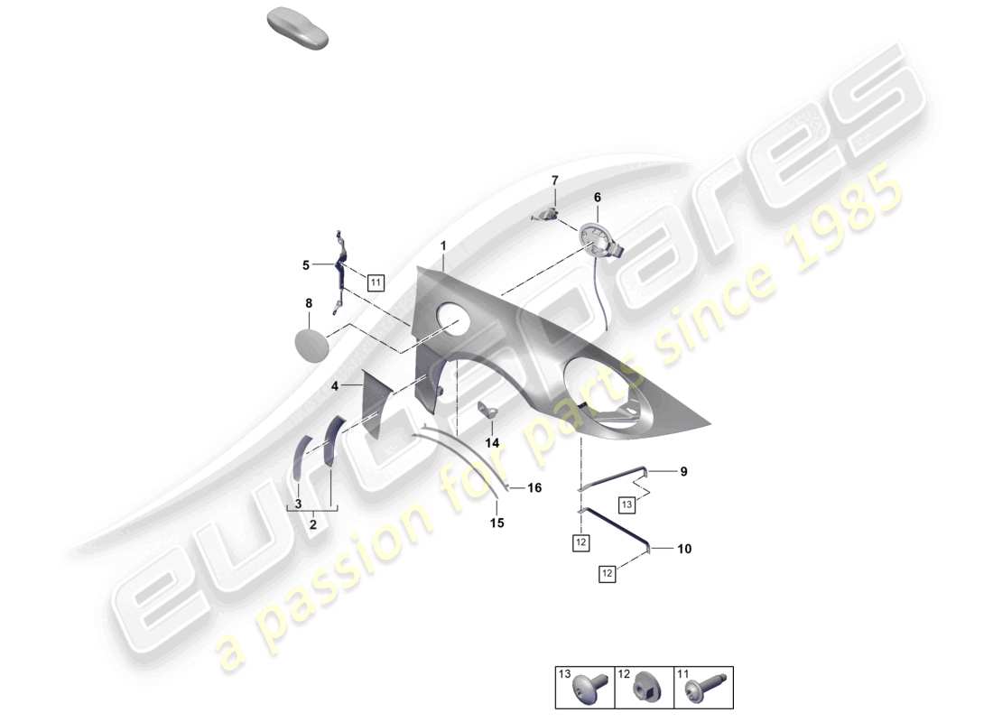porsche 2023 (992-1 gt3/rs/st) wing part diagram