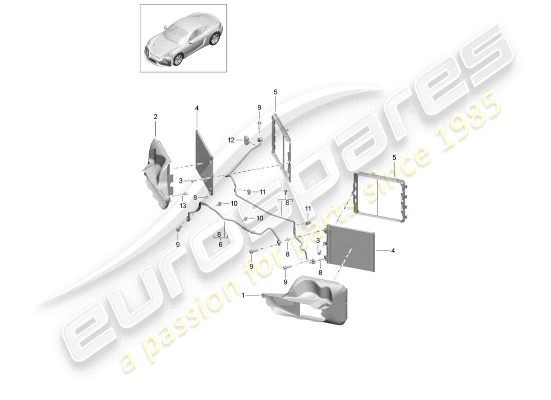 porsche 2021 (718 cayman) refrigerant circuit front part diagram