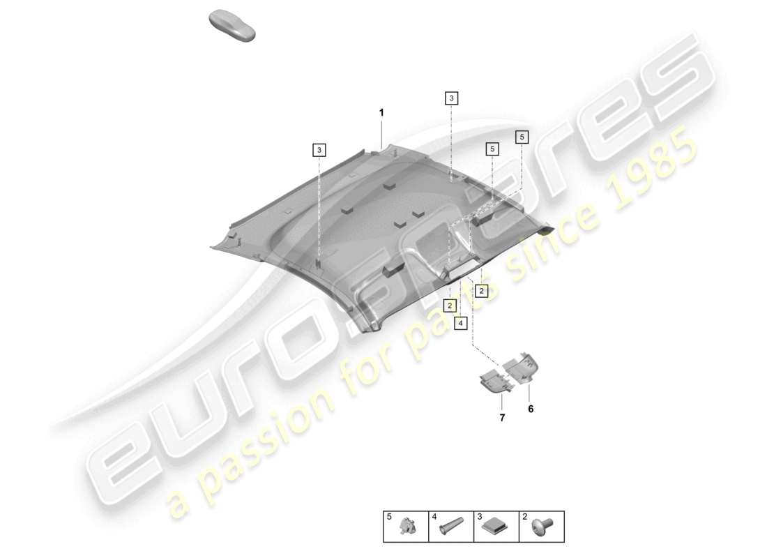 porsche 2021 (718 cayman gt4) roof trim accessories parts diagram