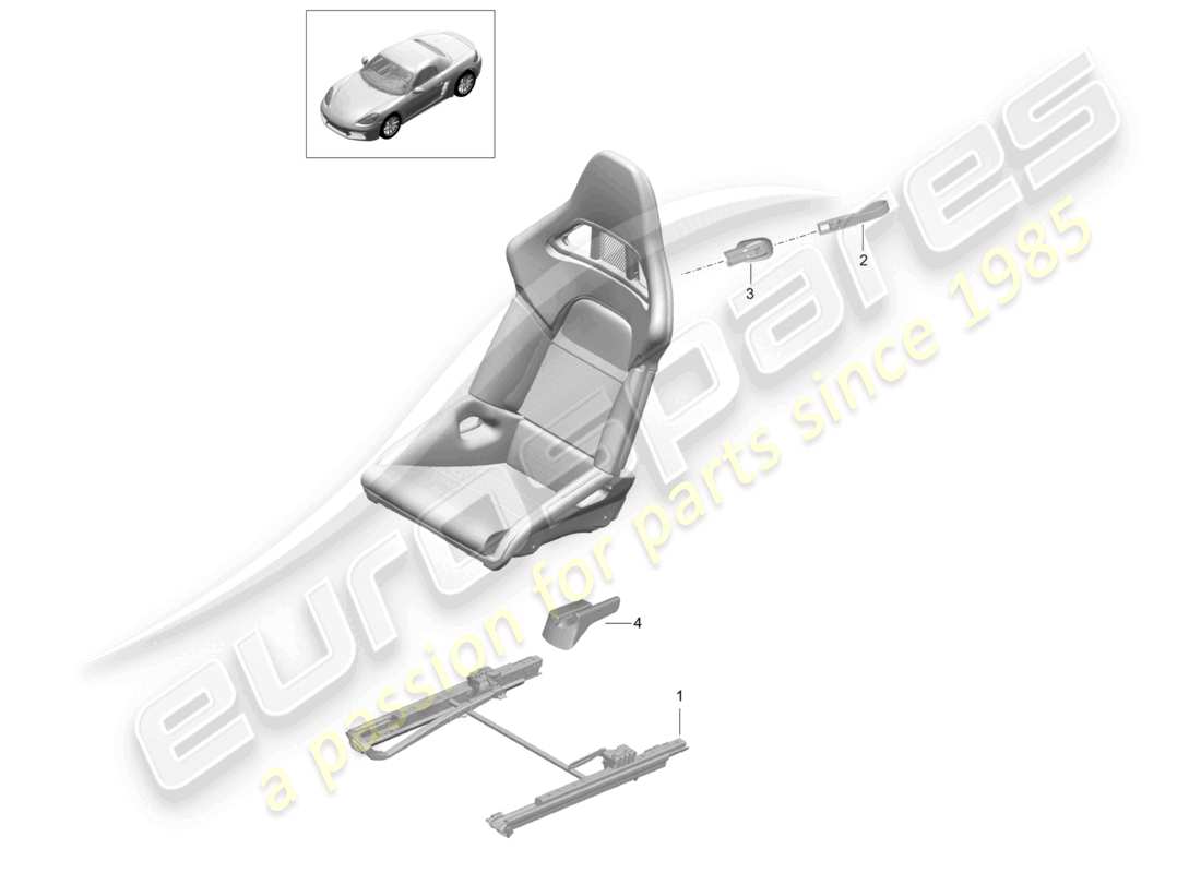 porsche 2021 (718 boxster spyder) bucket seat folding (complete) no longer available part diagram