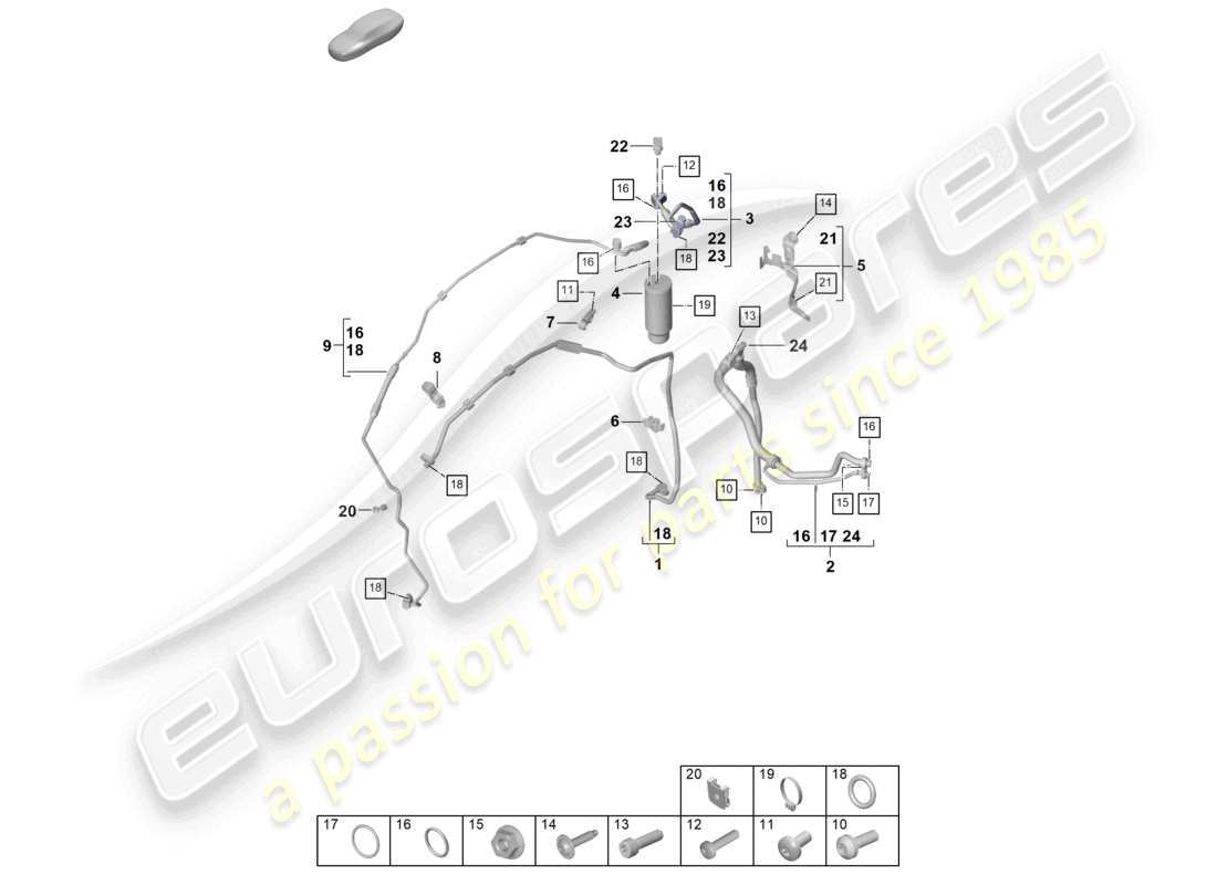 porsche 2025 (992-2) air conditioning lhd refrigerant line (expansion valve >drier) part diagram