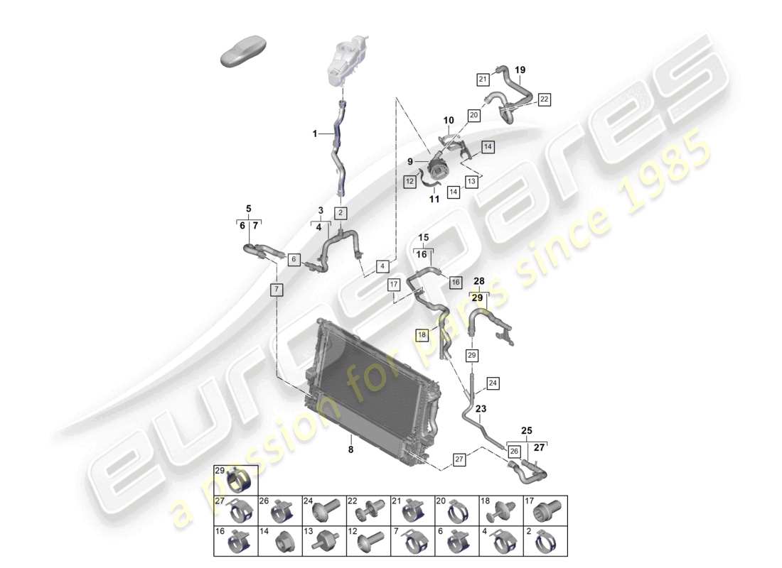 porsche 2026 (panamera 976) coolant cooling system for vehicles with hybrid drive part diagram