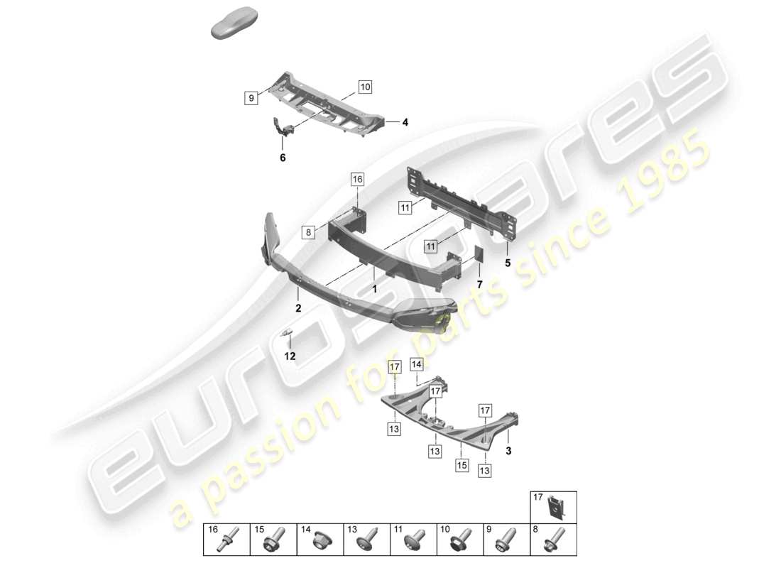 porsche 2026 (taycan 9j1-2) bumper carrier front crash reinforcement taycan cross turismo turbo taycan cross turismo turbo s part diagram