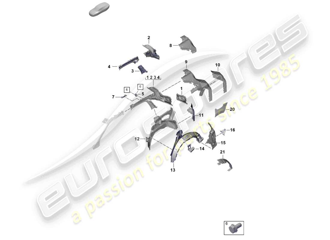 porsche 2025 (cayenne e3 pa) side part rear, inner parts diagram