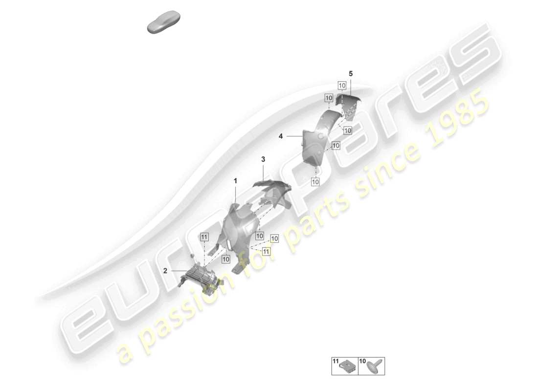 porsche 2023 (992-1 gt3/rs/st) wheel housing liner part diagram