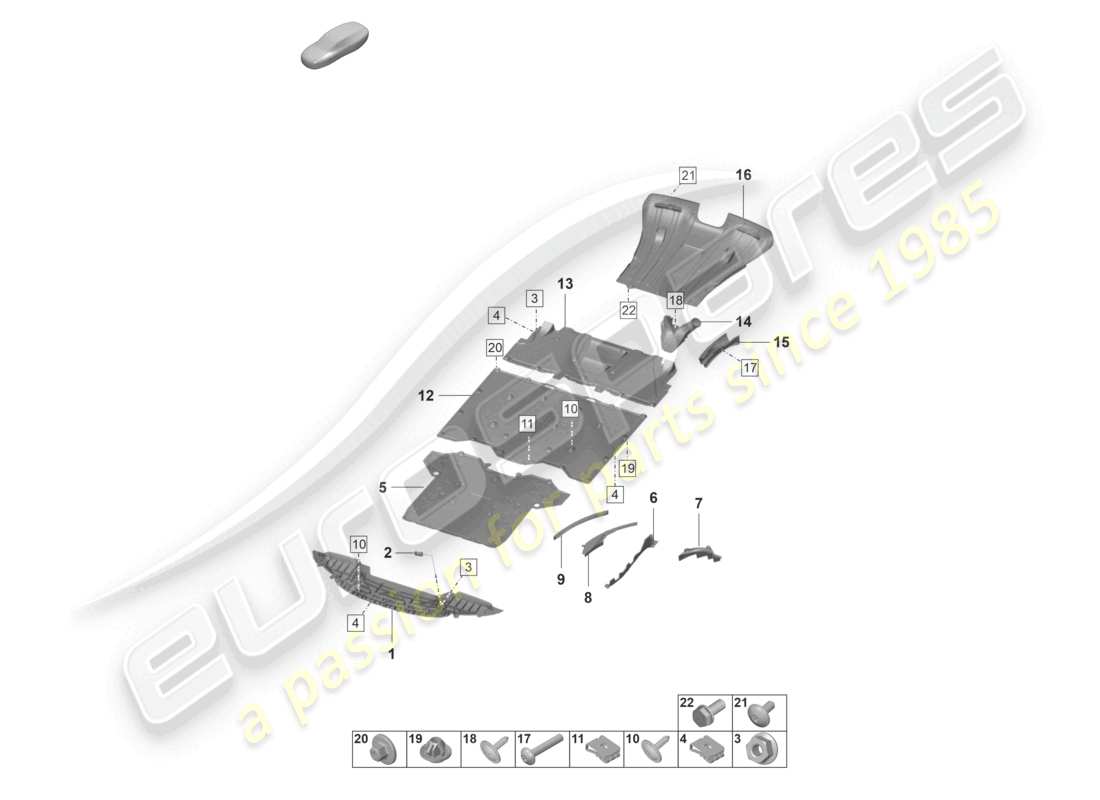 porsche 2023 (992-1 gt3/rs/st) underbody trim part diagram