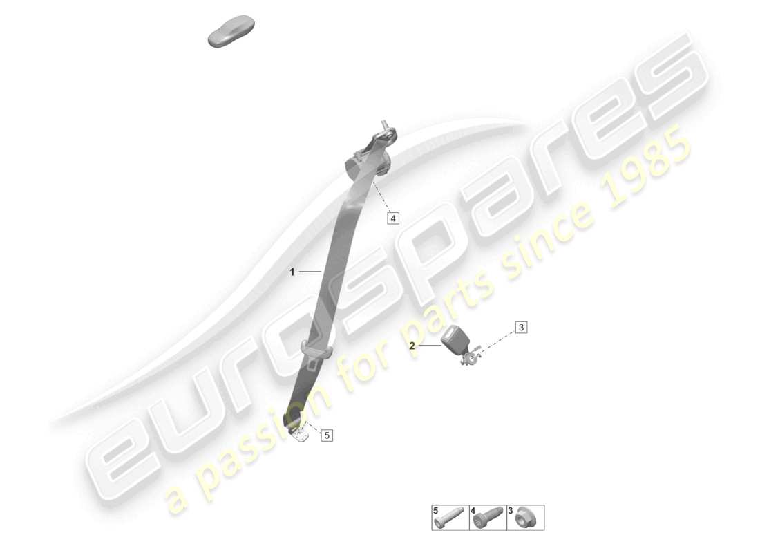 porsche 2021 (992-1 turbo / s) three-point safety belt rear belt latch part diagram