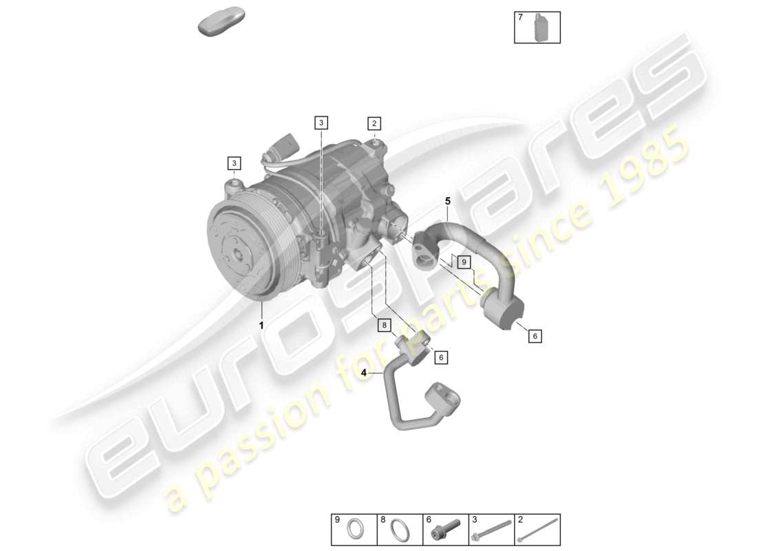 porsche 2021 (718 cayman gt4) compressor air conditioning parts diagram