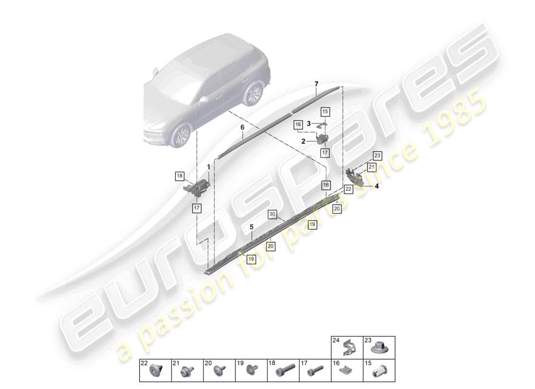 porsche 2026 (cayenne e3 pa) side member trim sport design package accessories part diagram