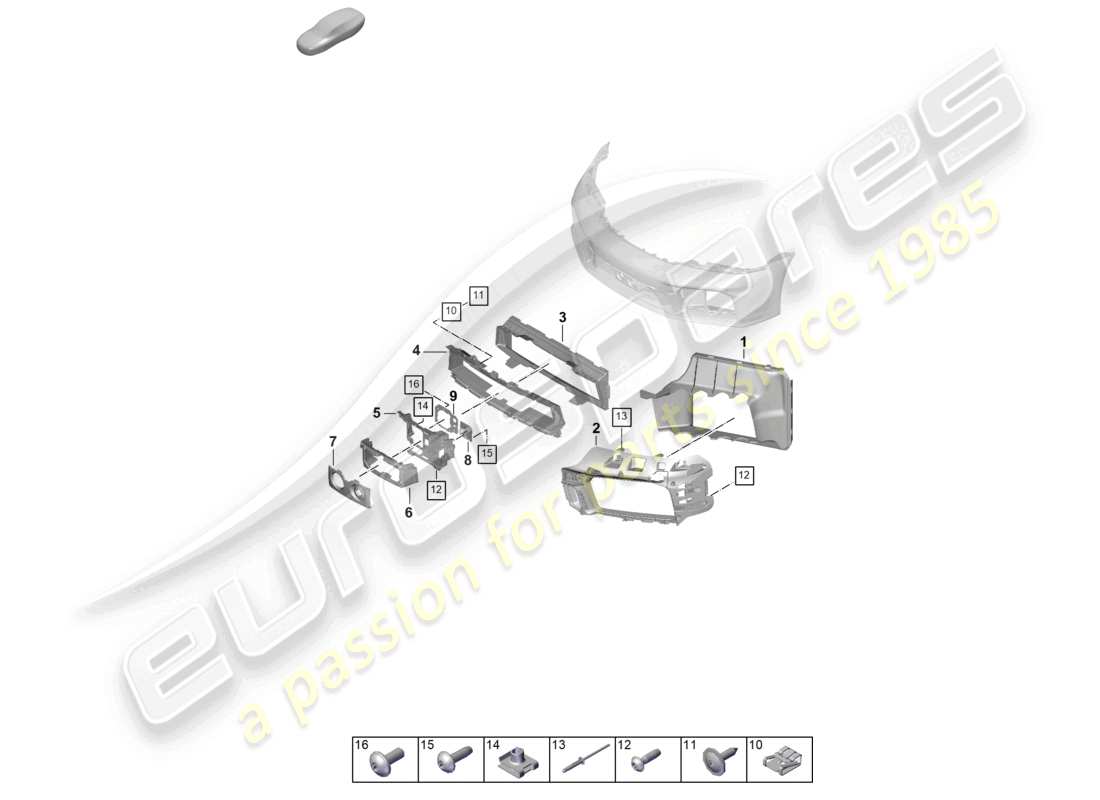 porsche 2025 (992-2) bumper front air guide and individual parts sport design package part diagram