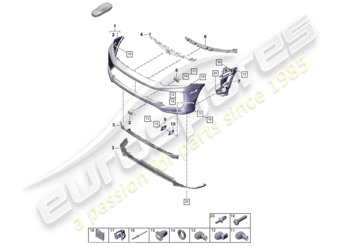 porsche 2026 (cayenne e3 pa) bumper parts diagram