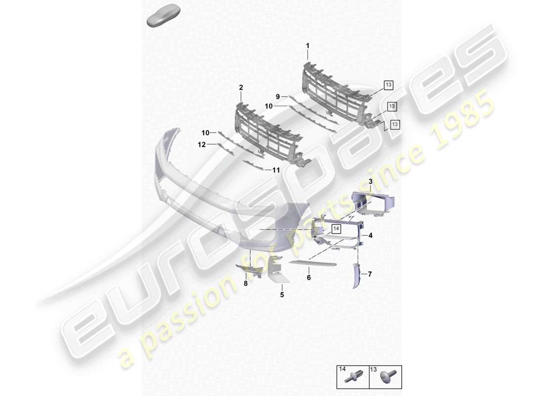 porsche 2024 (cayenne e3 pa) bumper individual parts air guide grille part diagram