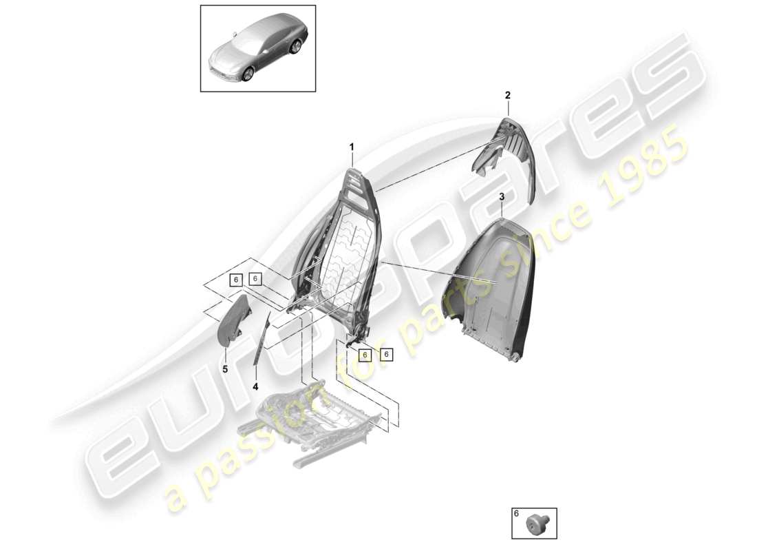 porsche 2021 (panamera 971-1) backrest backrest shell sports seat part diagram