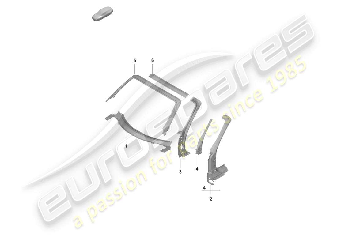 porsche 2022 (992-1 turbo / s) a-pillar scuttle cabriolet part diagram