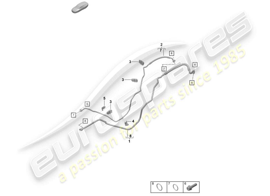 porsche 2021 (718 cayman gt4) air conditioning rear refrigerant line parts diagram