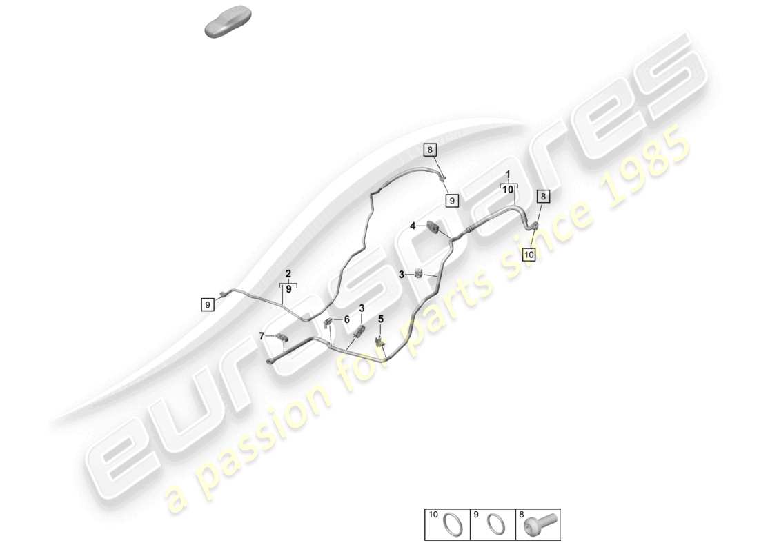 porsche 2022 (992-1 turbo / s) air conditioning rear refrigerant line part diagram