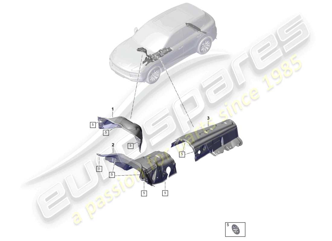 porsche 2026 (cayenne e3 pa) sound absorber firewall tunnel parts diagram