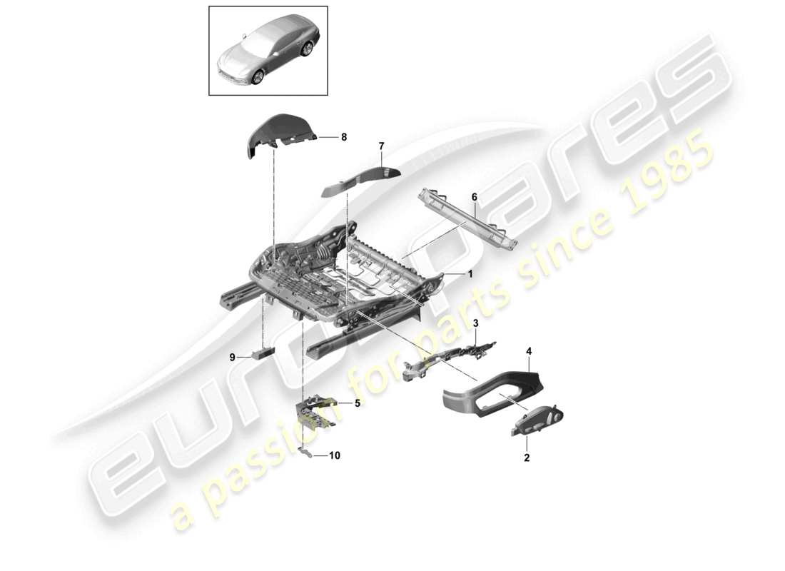 porsche 2021 (panamera 971-1) seat frame comfort seat parts diagram