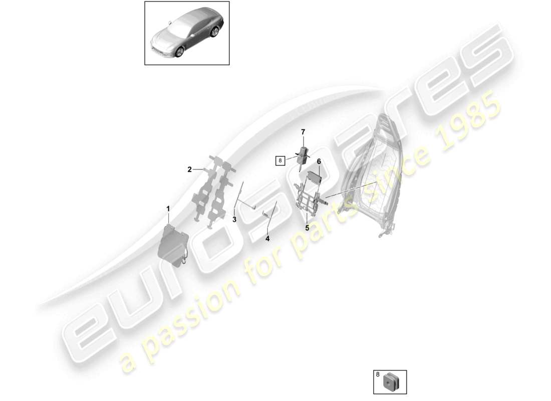porsche 2021 (panamera 971-1) lumbar massage mat front seats comfort seat part diagram