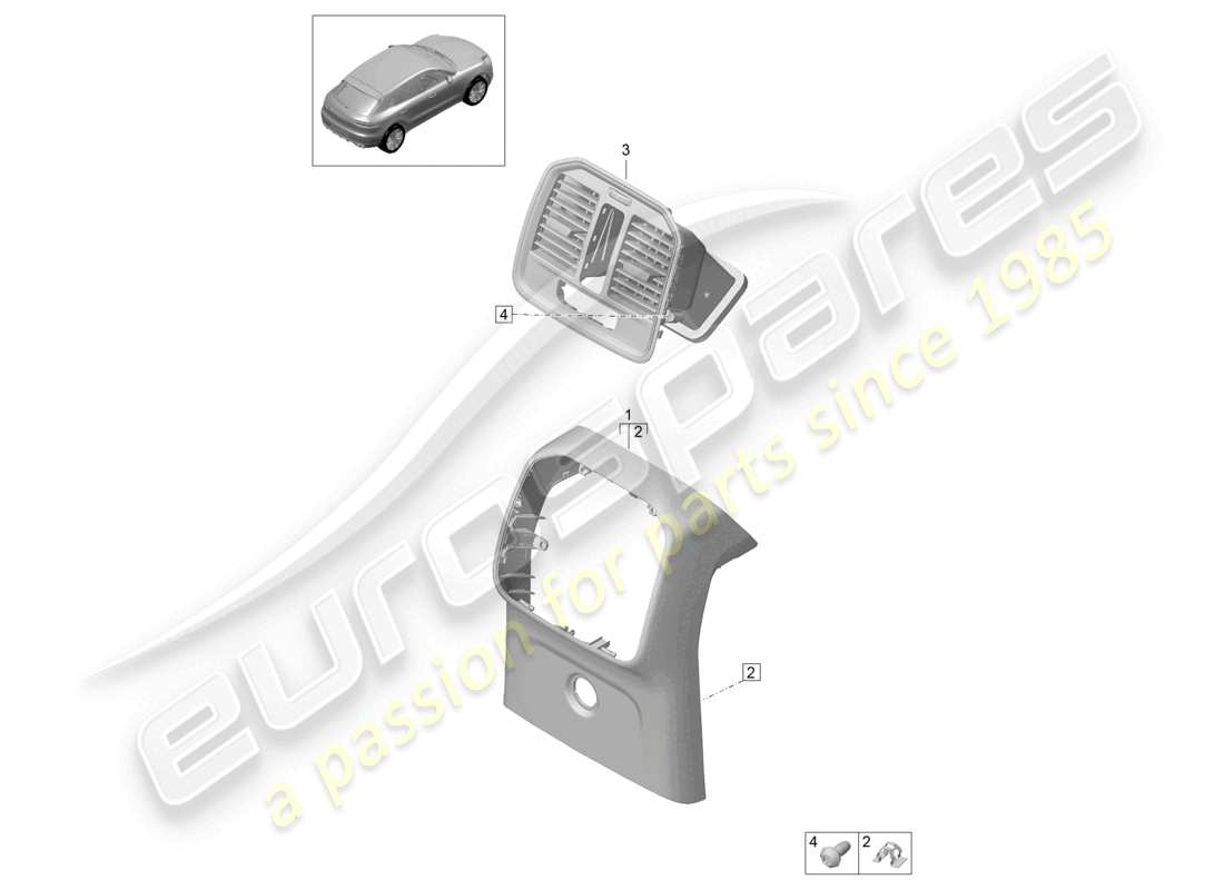 porsche 2021 (macan) centre console rear accessories part diagram