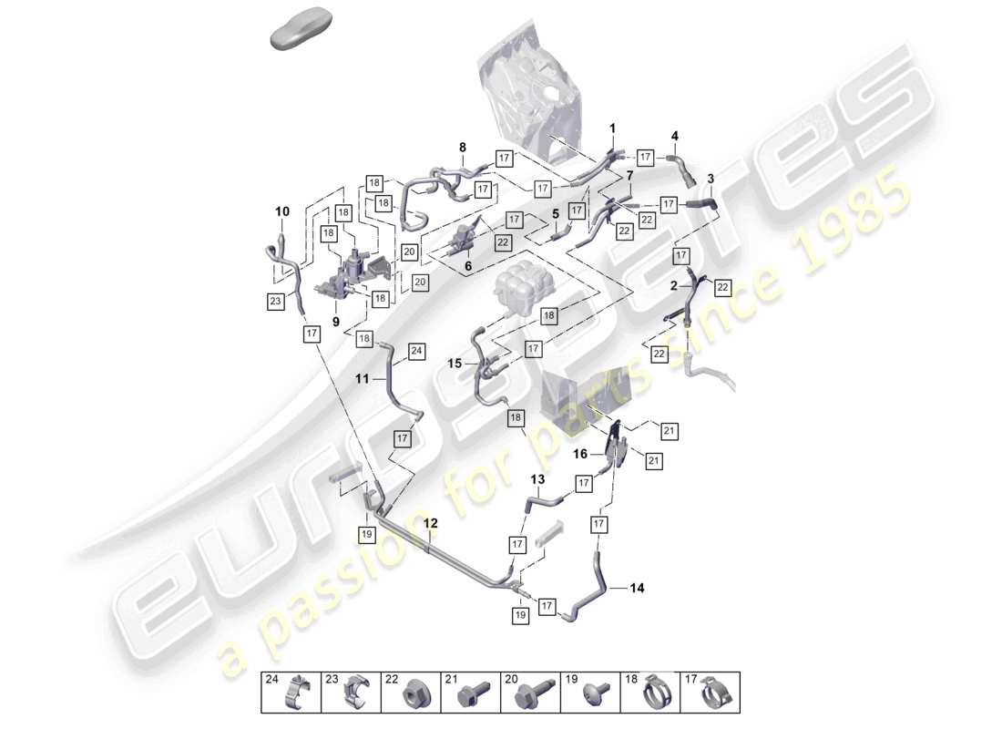 porsche 2024 (cayenne e3 pa) heater front high-temperature circuit for vehicles with hybrid drive part diagram