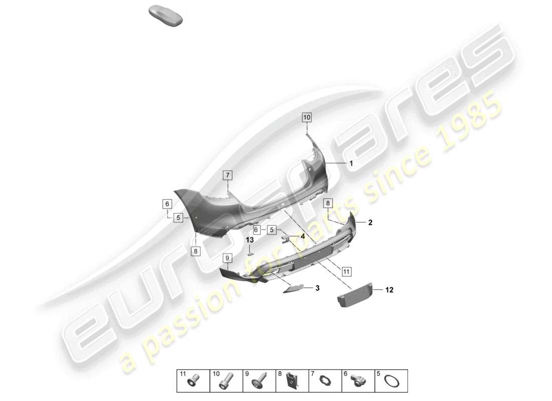 porsche 2025 (taycan 9j1-2) bumper rear for equipment variant: turbo turbo st sport turismo part diagram