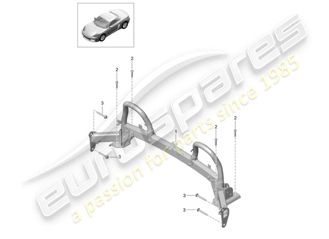 porsche 2024 (718 boxster) roll bar part diagram