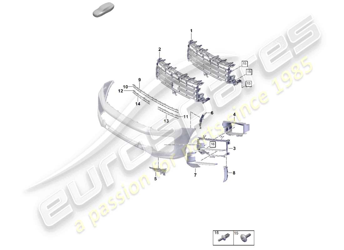 porsche 2023 (cayenne e3 pa) bumper individual parts air guide grille part diagram