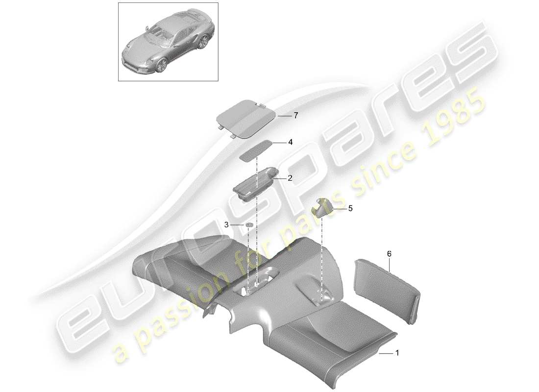 porsche 2018 (991-2 turbo) back seat cushion part diagram