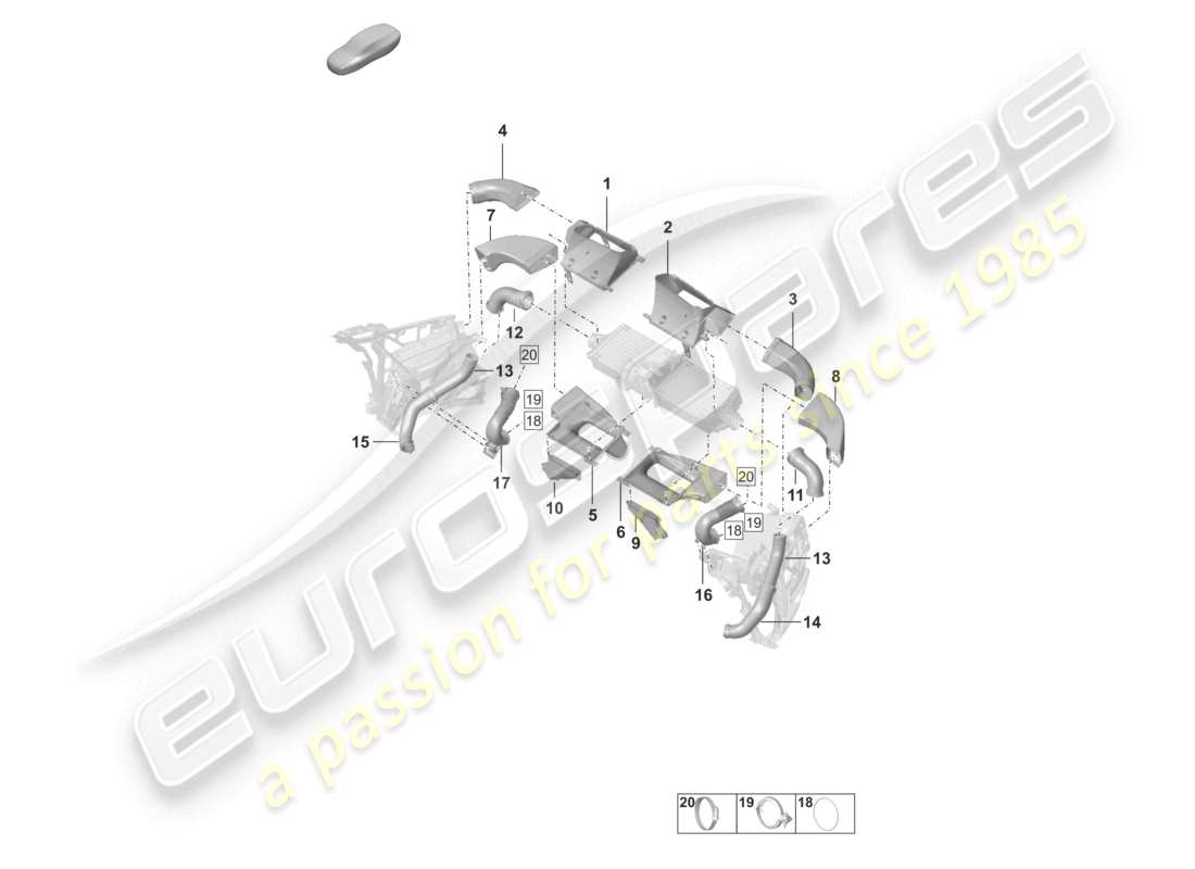 porsche 2021 (992-1) charge air cooler air guide part diagram