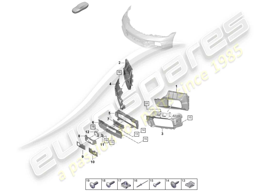 porsche 2026 (992-2) bumper front air guide and individual parts aerokit part diagram